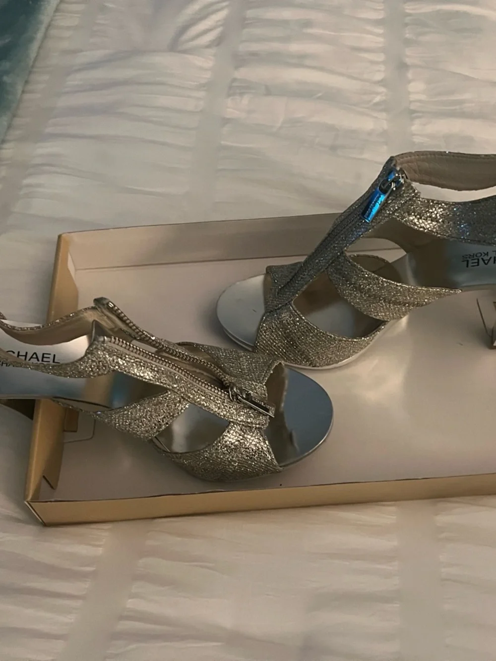 Michael Kors Silver Glitter Platform Heels